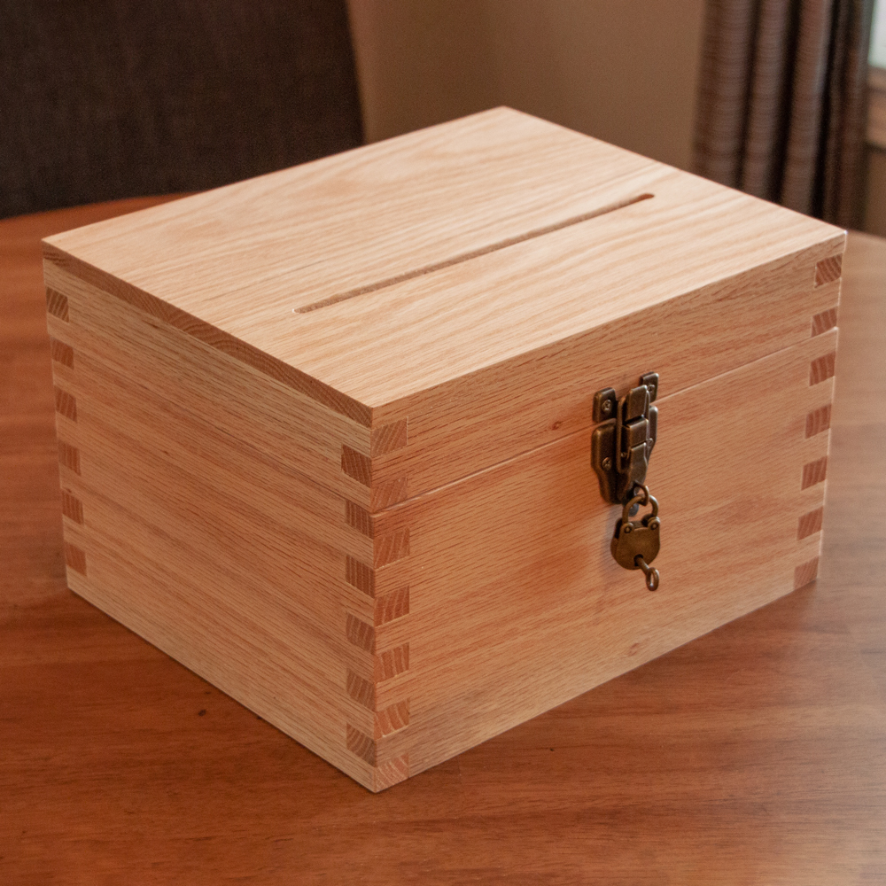 large box with metal adornments and finger joints